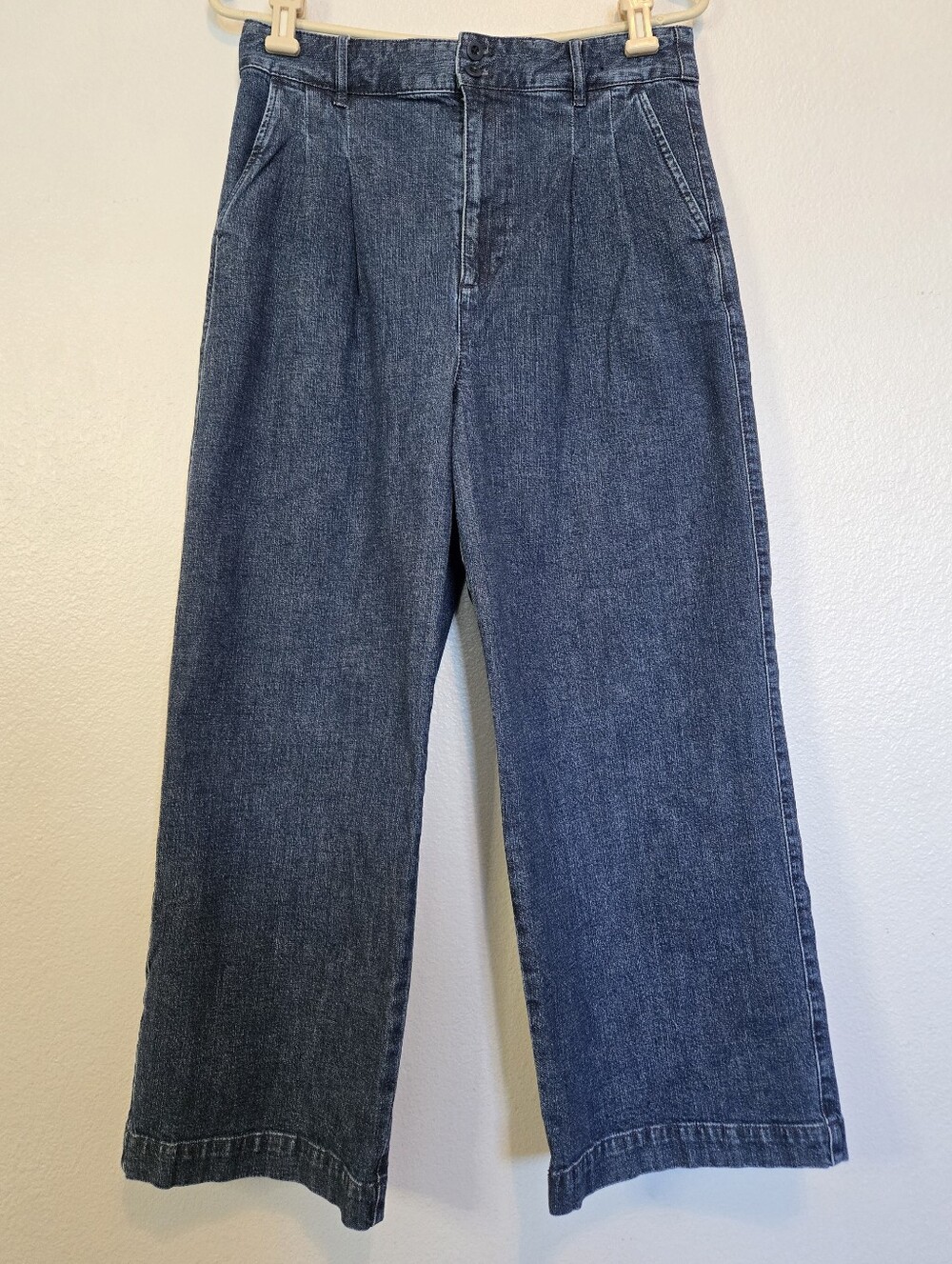 Madewell Pleated Wide Leg Denim Jeans Medium Wash, Size 8